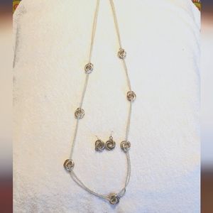 Vintage Extra Long Necklace with Earrings